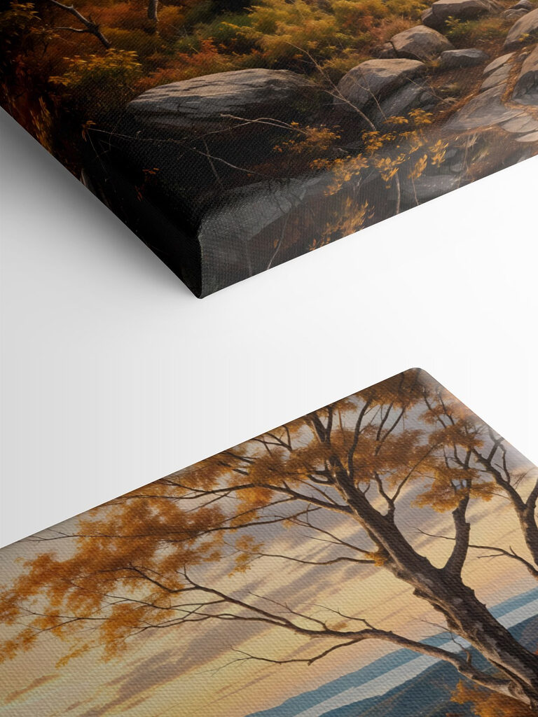 Path through a valley with trees and a river Path through a valley with trees and a river