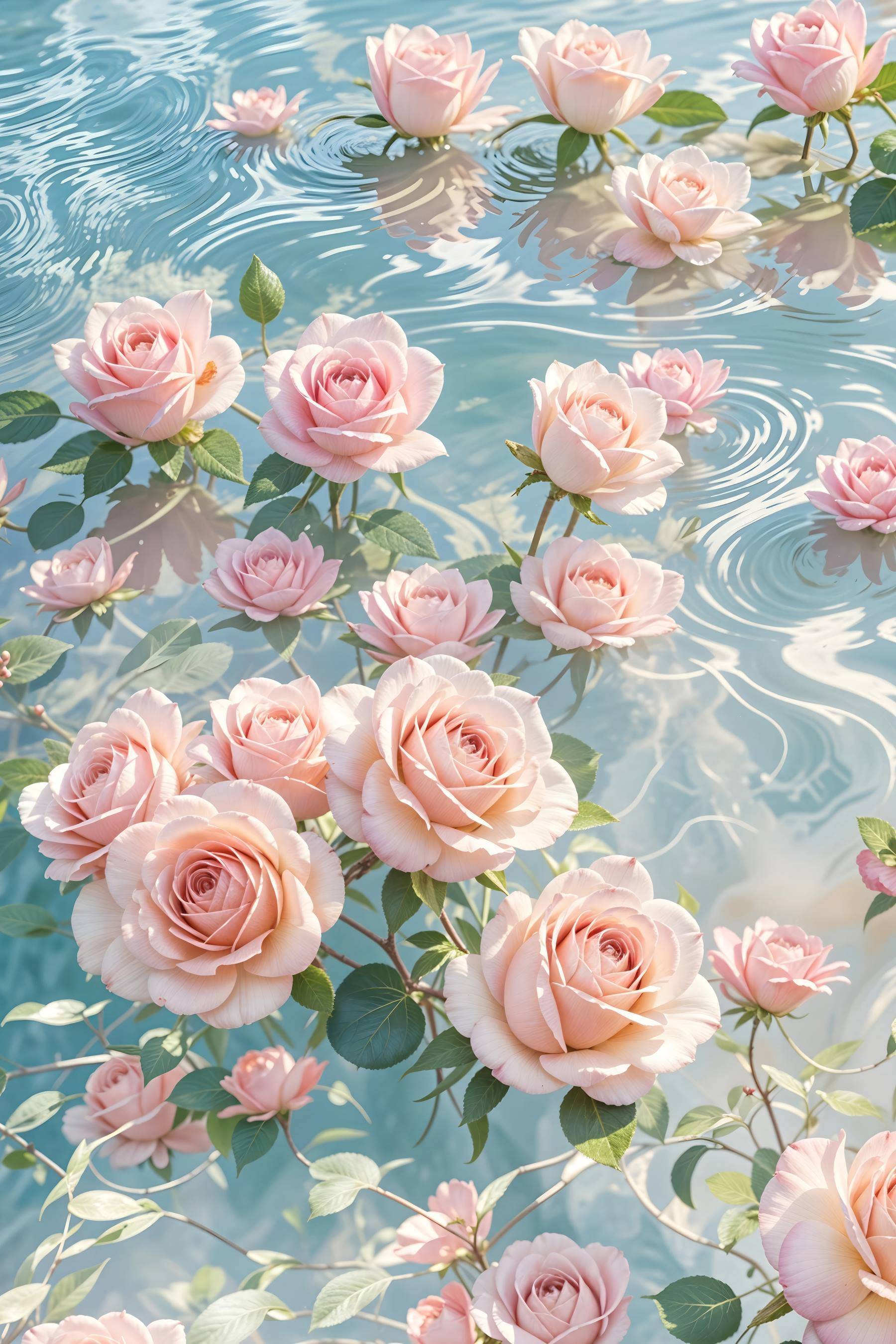 Pink flowers floating in water