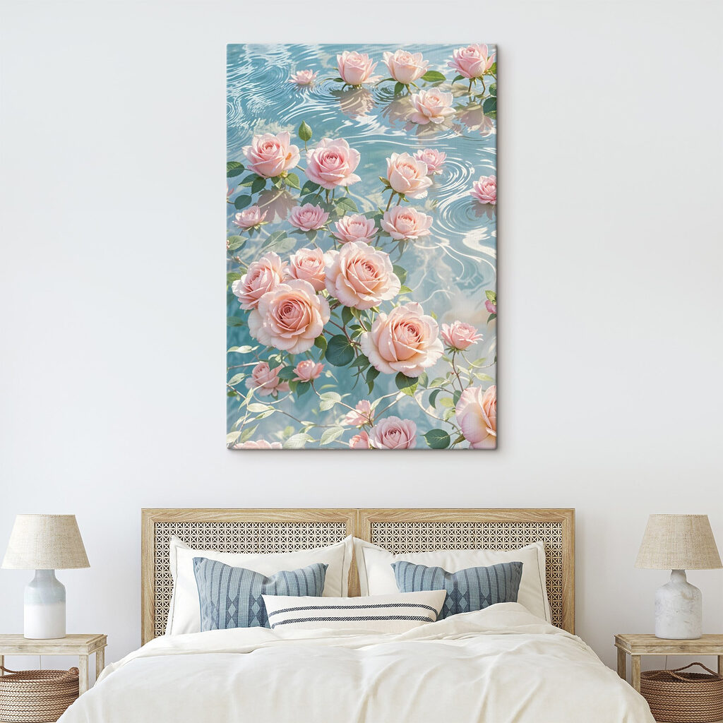 Pink flowers floating in water