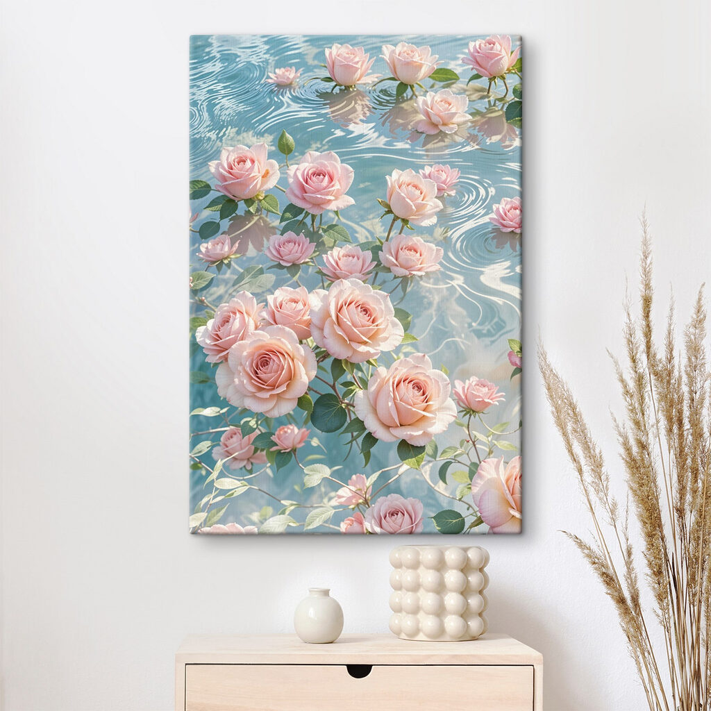 Pink flowers floating in water