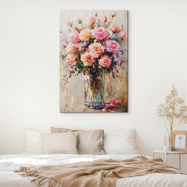 Quadri Quadri Dipinto raffigurante un mazzo di rose rosa (COD: s41754)