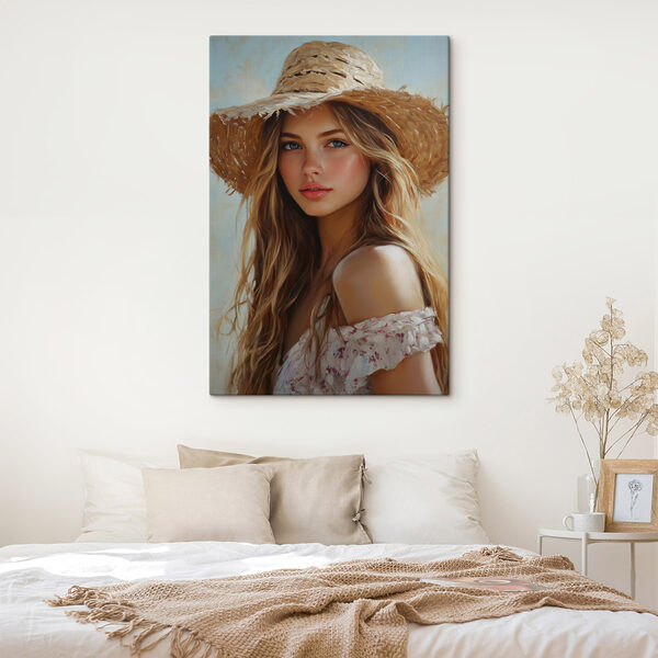 Quadri Quadri Donna con un cappello di paglia (COD: s41758)