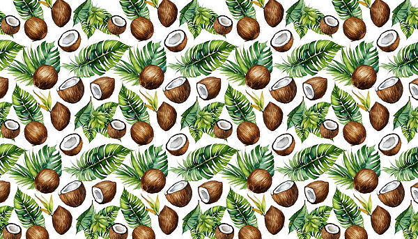 Motivo di noci di cocco e foglie Motivo di noci di cocco e foglie