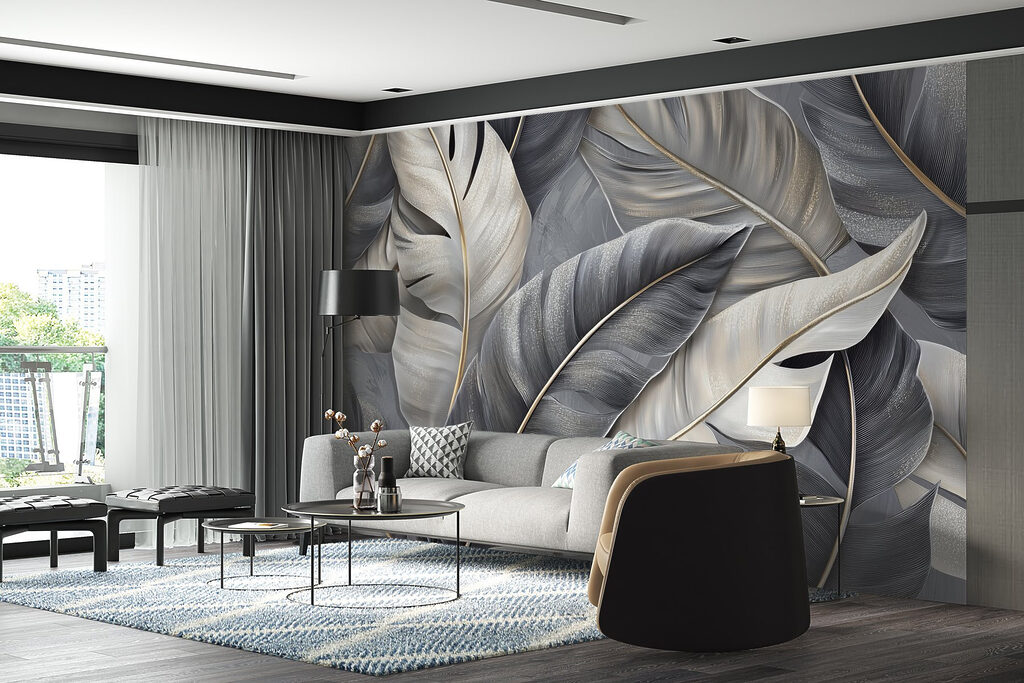 Group of feathers on a grey surface