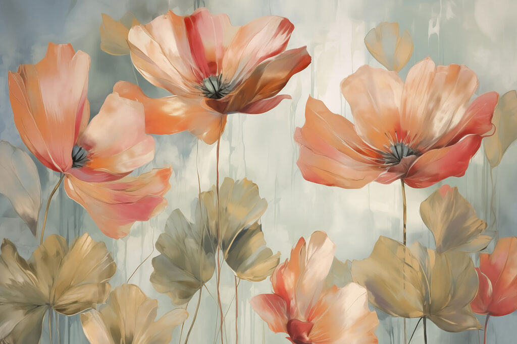 Pittura di fiori su una parete Pittura di fiori su una parete