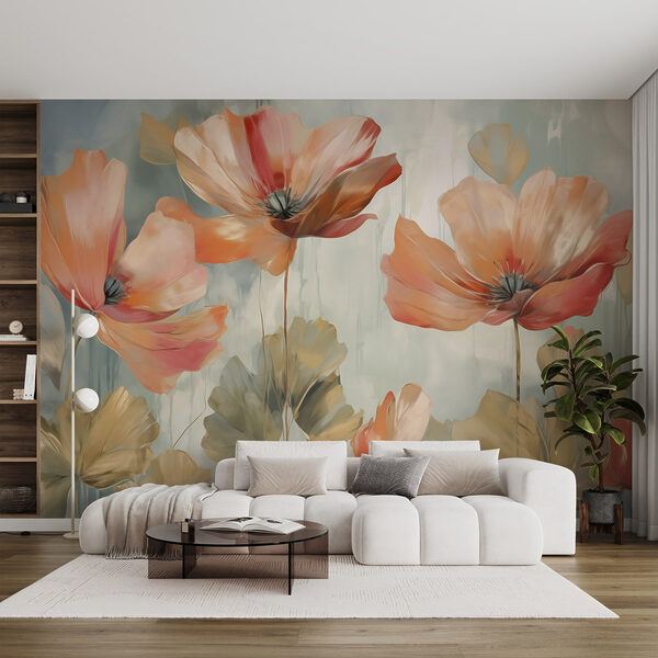 Pittura di fiori su una parete Pittura di fiori su una parete