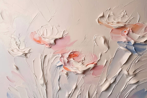 Pittura di fiori con vernice bianca e rosa Pittura di fiori con vernice bianca e rosa