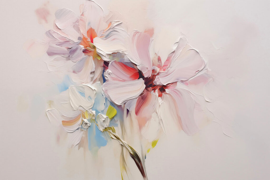 Pittura di fiori su una superficie bianca Pittura di fiori su una superficie bianca