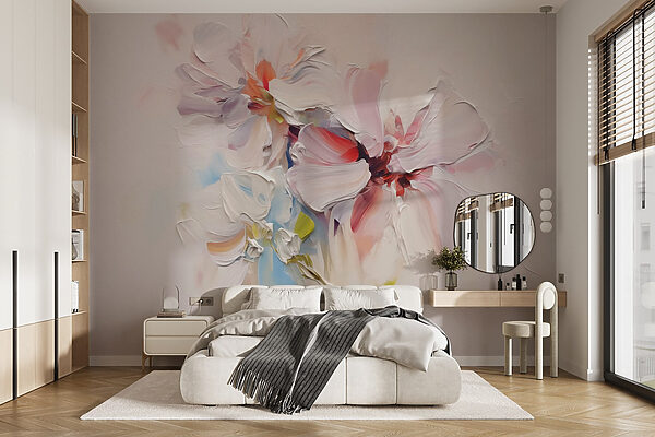 Pittura di fiori su una superficie bianca Pittura di fiori su una superficie bianca