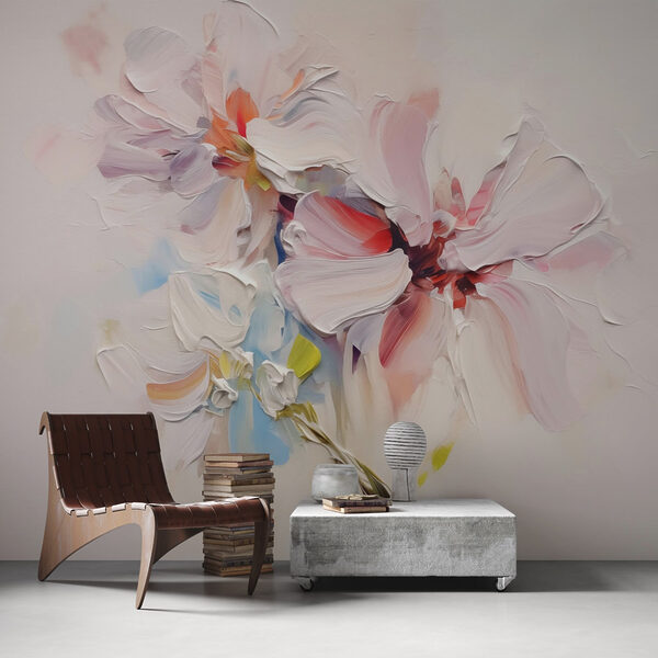 Pittura di fiori su una superficie bianca Pittura di fiori su una superficie bianca
