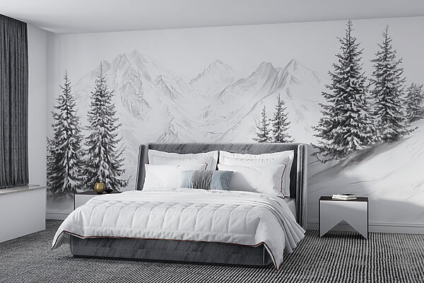 Disegno di una catena montuosa innevata Disegno di una catena montuosa innevata