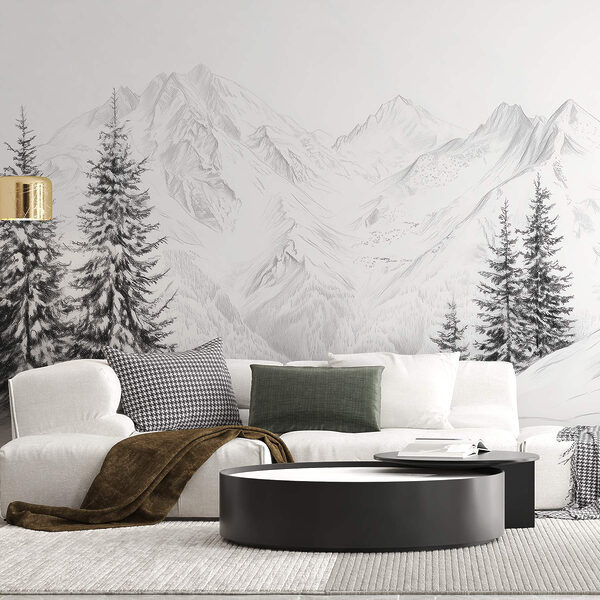 Disegno di una catena montuosa innevata Disegno di una catena montuosa innevata