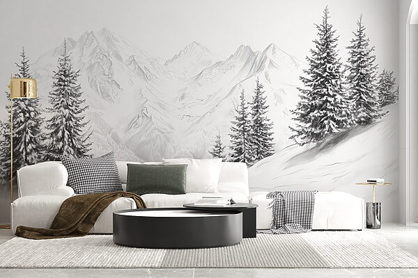 Disegno di una catena montuosa innevata Disegno di una catena montuosa innevata