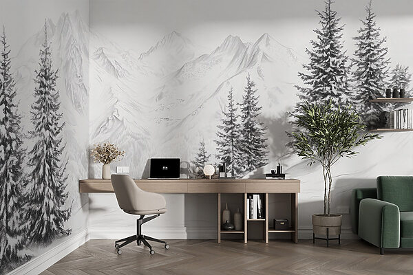 Disegno di una catena montuosa innevata Disegno di una catena montuosa innevata