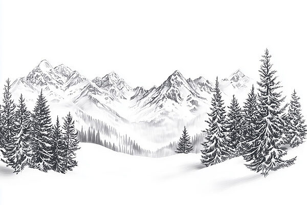 Disegno di una catena montuosa innevata Disegno di una catena montuosa innevata