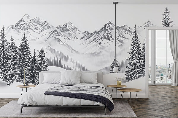 Disegno di una catena montuosa innevata Disegno di una catena montuosa innevata