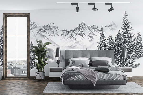 Disegno di una catena montuosa innevata Disegno di una catena montuosa innevata