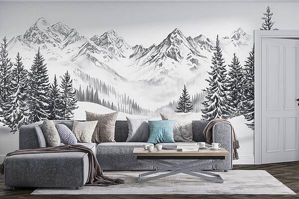 Disegno di una catena montuosa innevata Disegno di una catena montuosa innevata