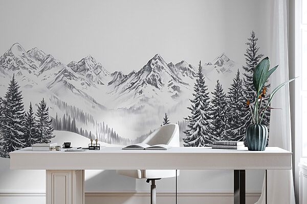 Disegno di una catena montuosa innevata Disegno di una catena montuosa innevata