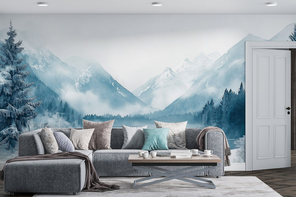 Lake surrounded by snow and mountains