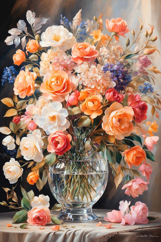 Painting of flowers in a vase