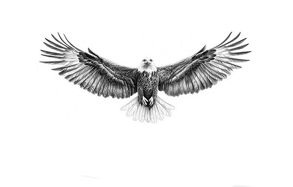 Immagine in bianco e nero di un uccello in volo Immagine in bianco e nero di un uccello in volo