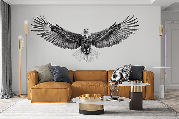 Immagine in bianco e nero di un uccello in volo Immagine in bianco e nero di un uccello in volo