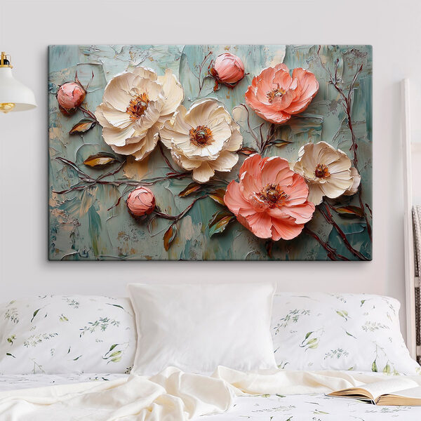 Quadri Dipinto di fiori su fondo blu (COD: s41827) Quadri Quadri Dipinto di fiori su fondo blu (COD: s41827)