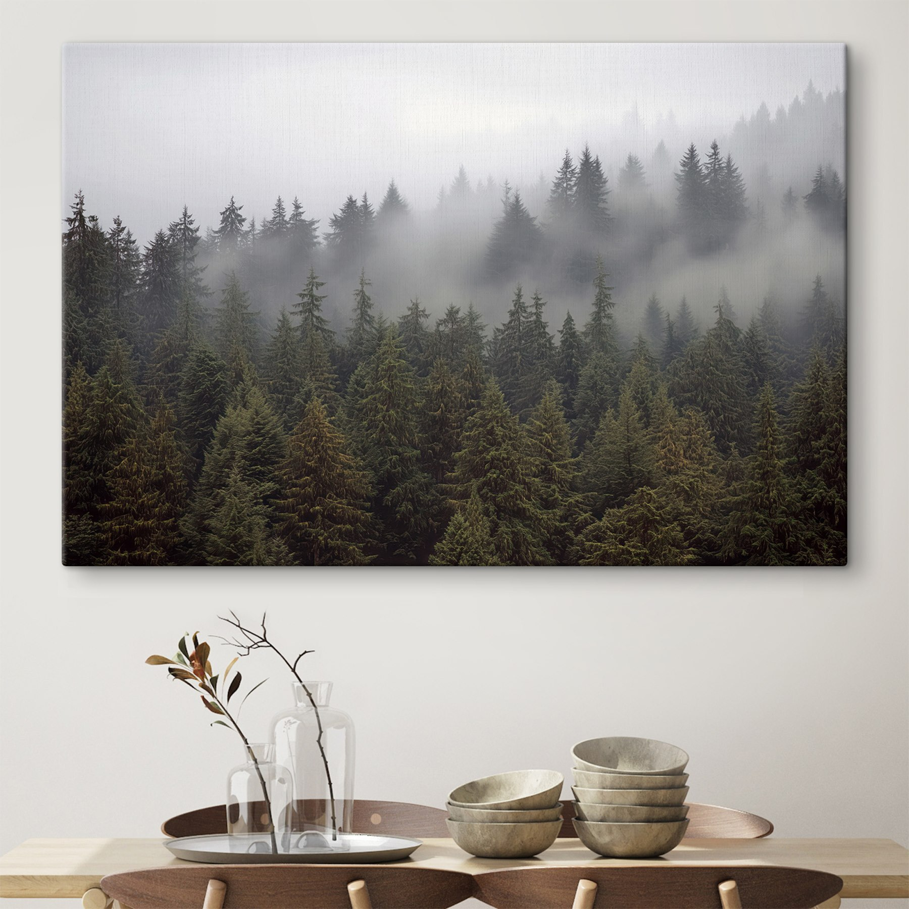 Group of trees with fog Group of trees with fog