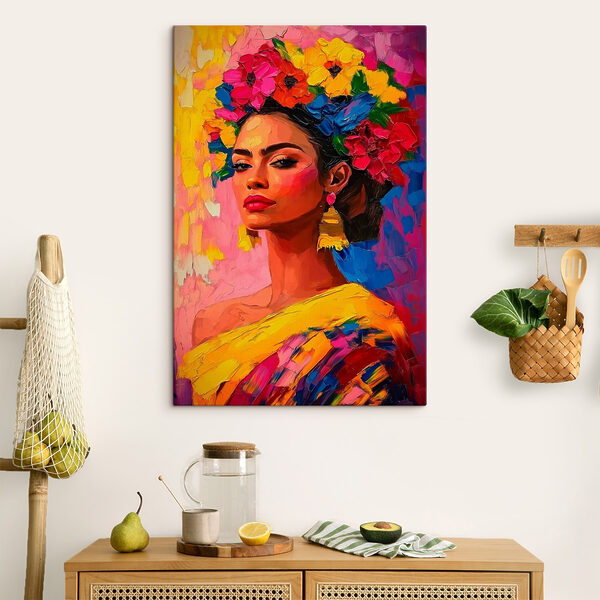 Quadri Dipinto raffigurante una donna con dei fiori tra i capelli
