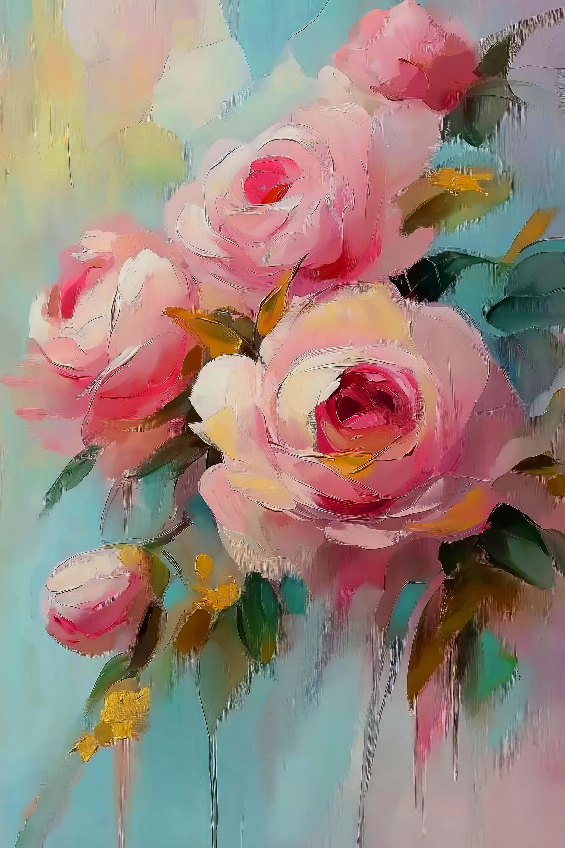 Painting of pink flowers