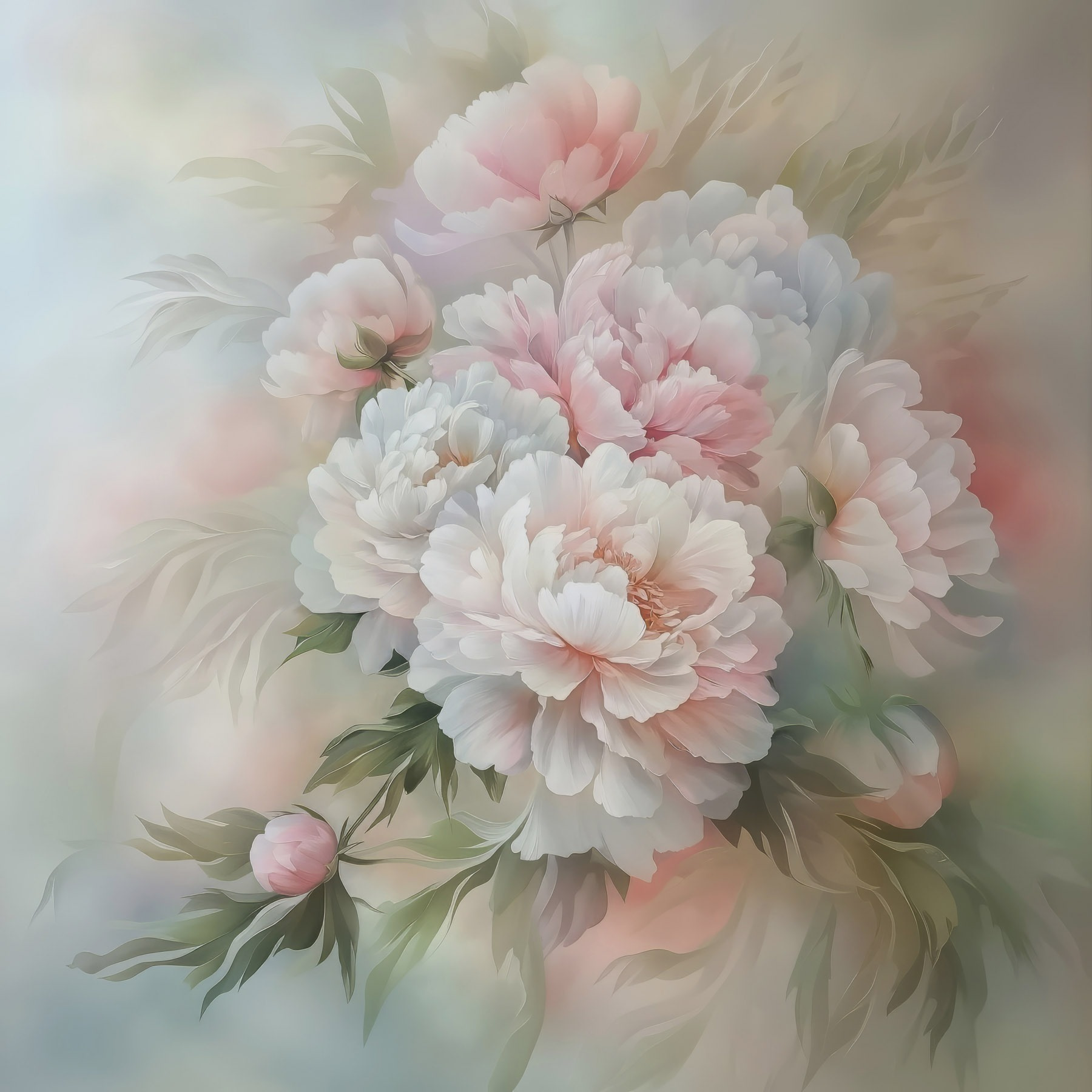 Painting of flowers on a white background Painting of flowers on a white background