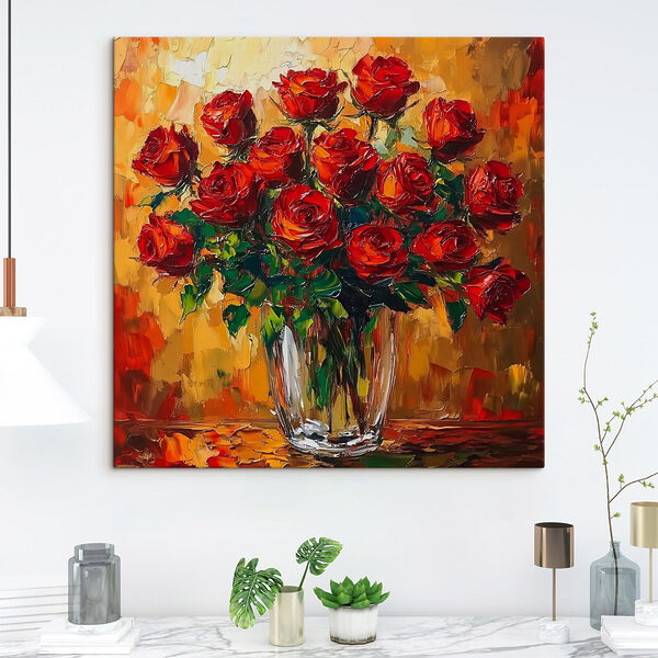 Quadri Quadri Dipinto raffigurante un mazzo di rose rosse (COD: s41816)