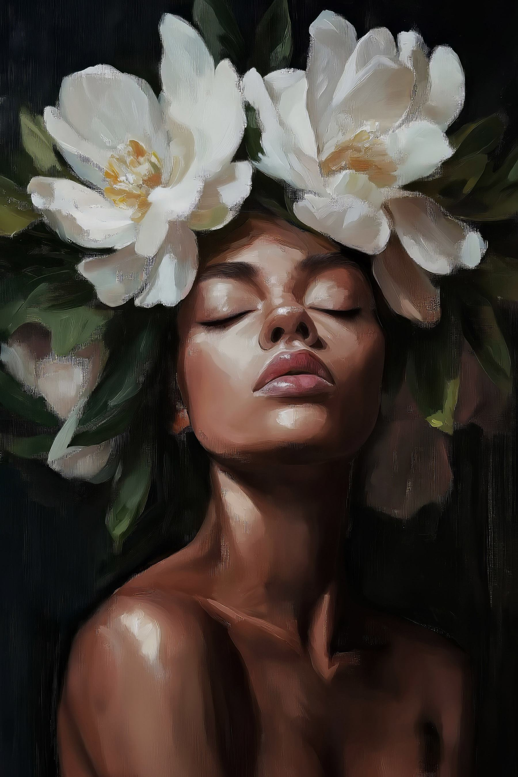 Woman with flowers in her hair Woman with flowers in her hair