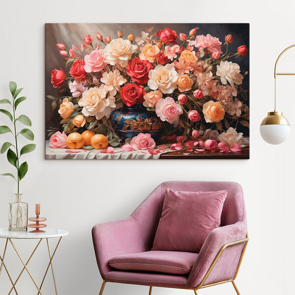Quadri Quadri Vaso con fiori e frutta (COD: s41518)