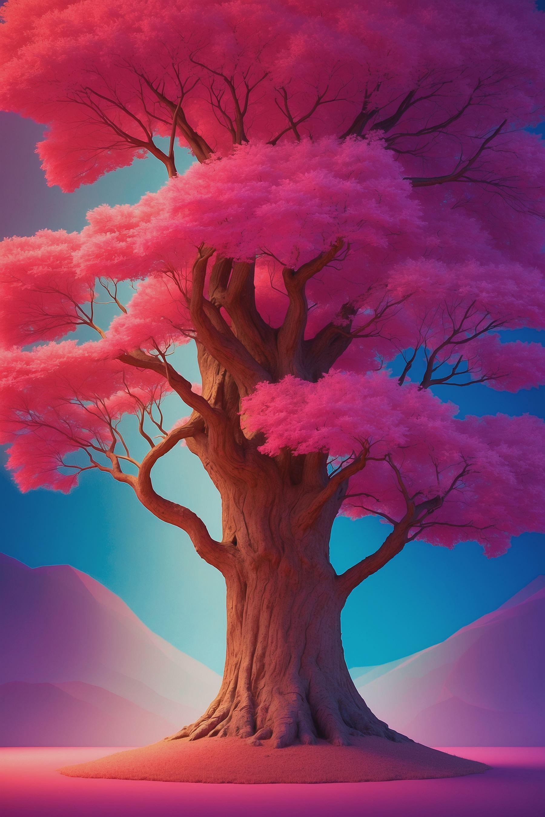Tree with pink leaves