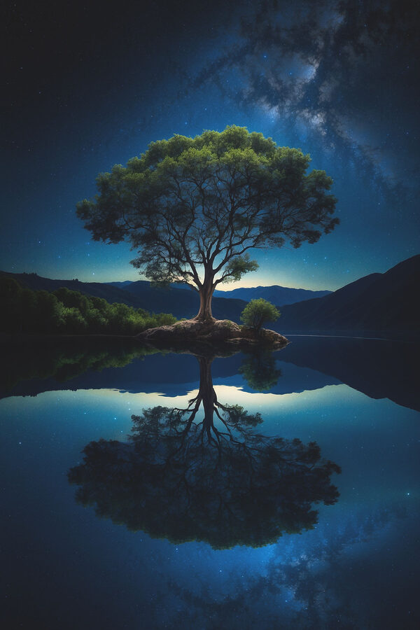 Tree on an island in a lake