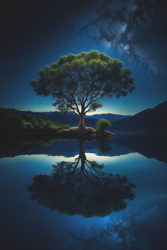 Tree on an island in a lake