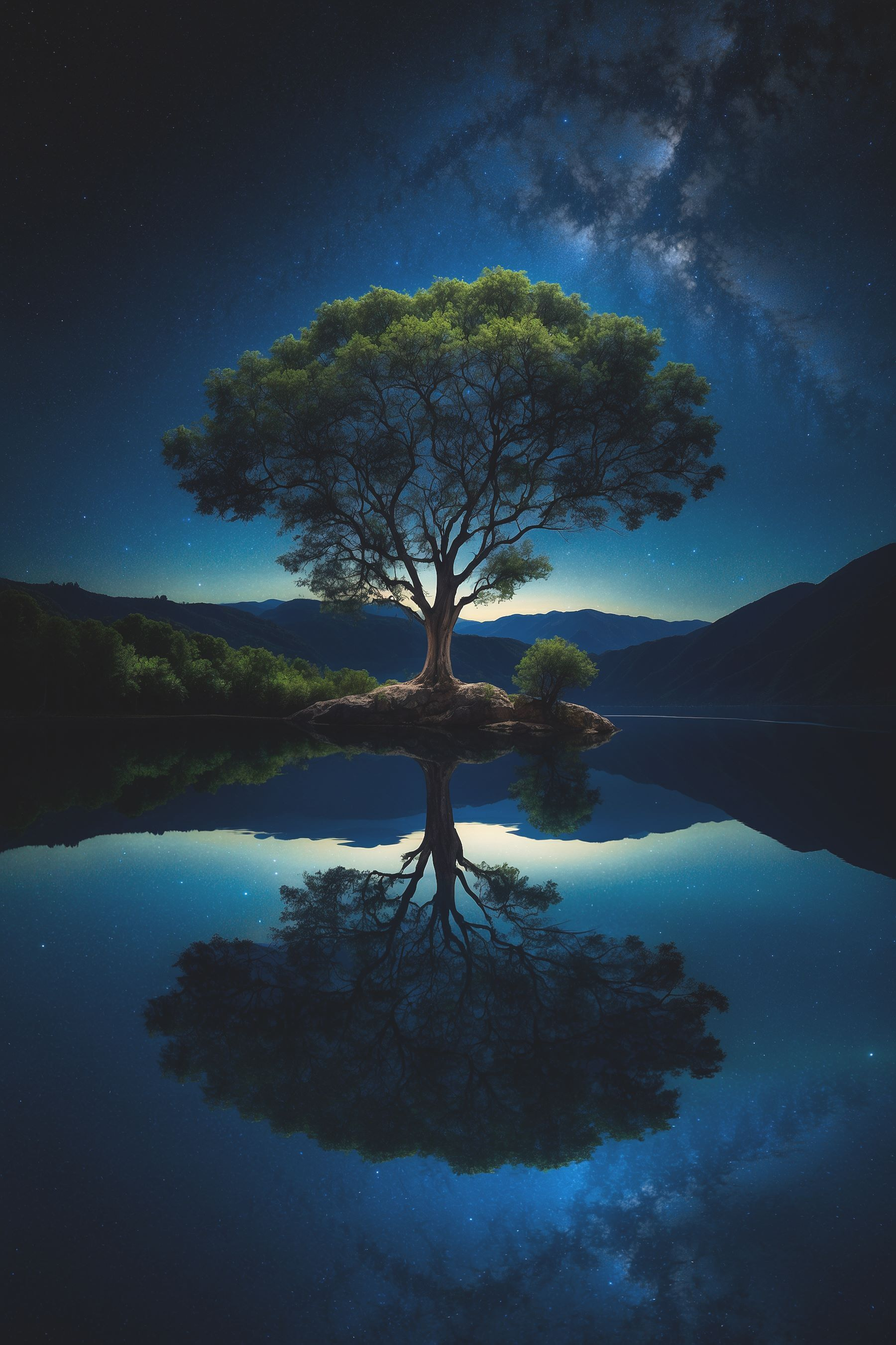 Tree on an island in a lake