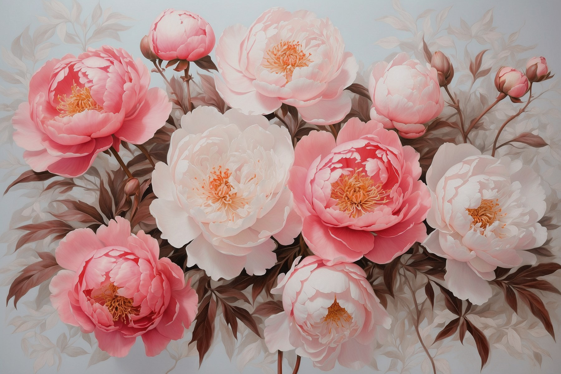 Group of pink and white flowers