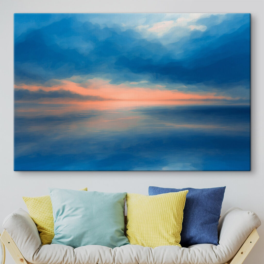 Blue and orange sky with clouds