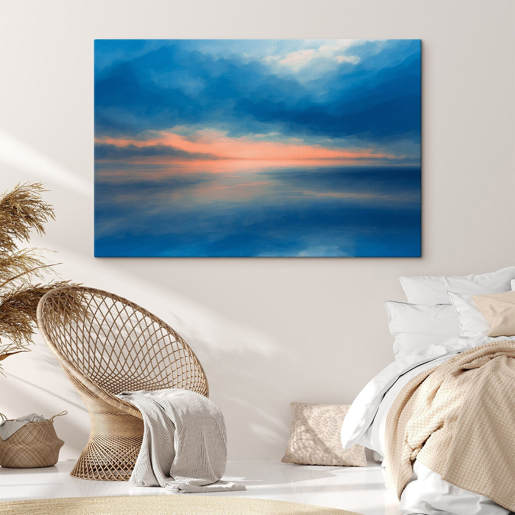 Blue and orange sky with clouds