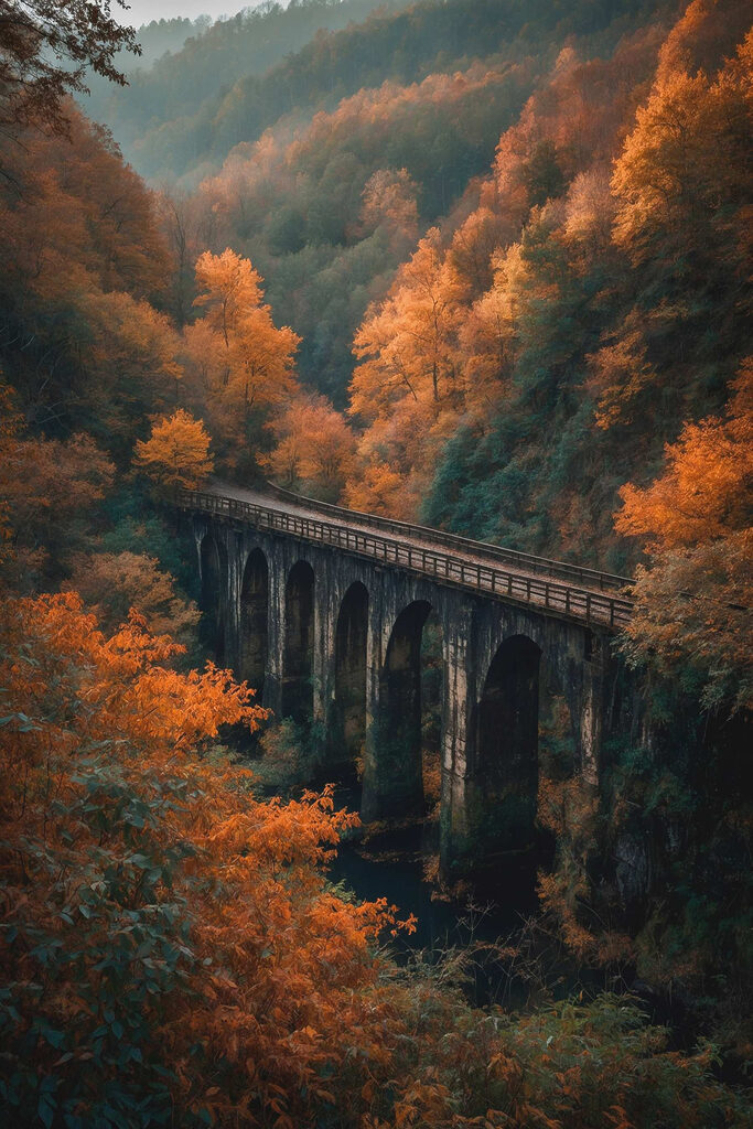 Bridge over a river with trees in the background Bridge over a river with trees in the background