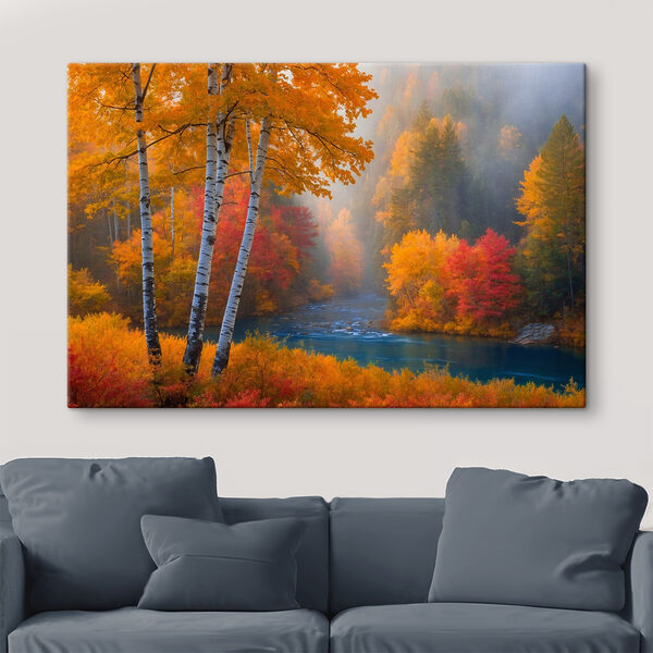 River with trees and colorful leaves