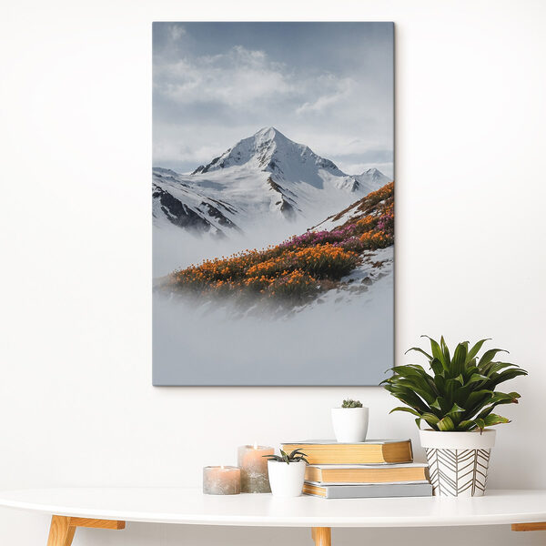 Quadri Quadri Montagna con neve e fiori (COD: s41593)