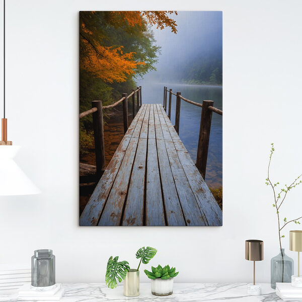 Quadri Quadri Pontile in legno su uno specchio d'acqua (COD: s41594)