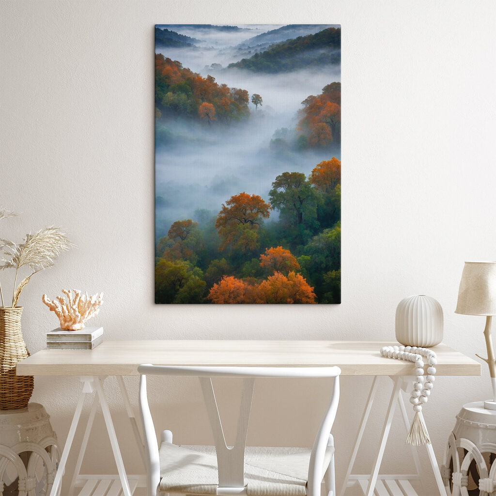 Foggy forest with trees