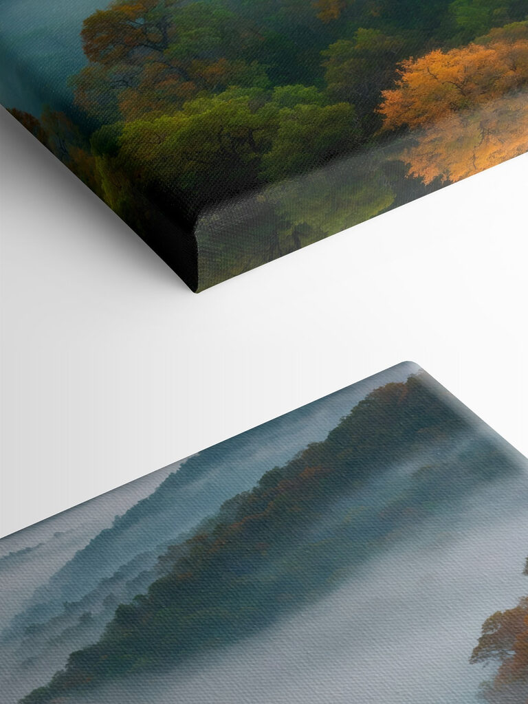 Foggy forest with trees