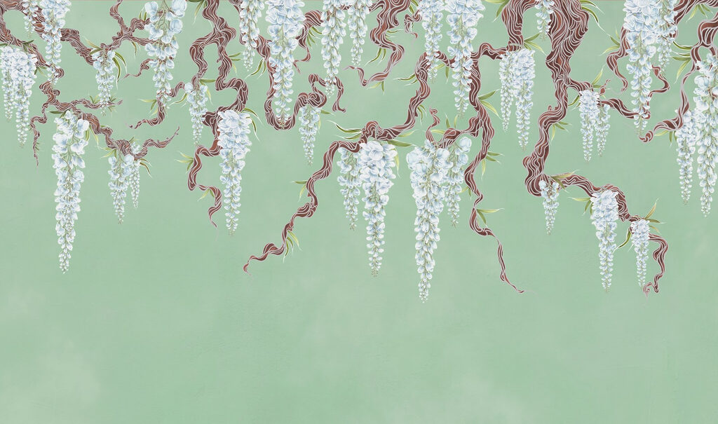 Pittura di fiori bianchi su un albero Pittura di fiori bianchi su un albero