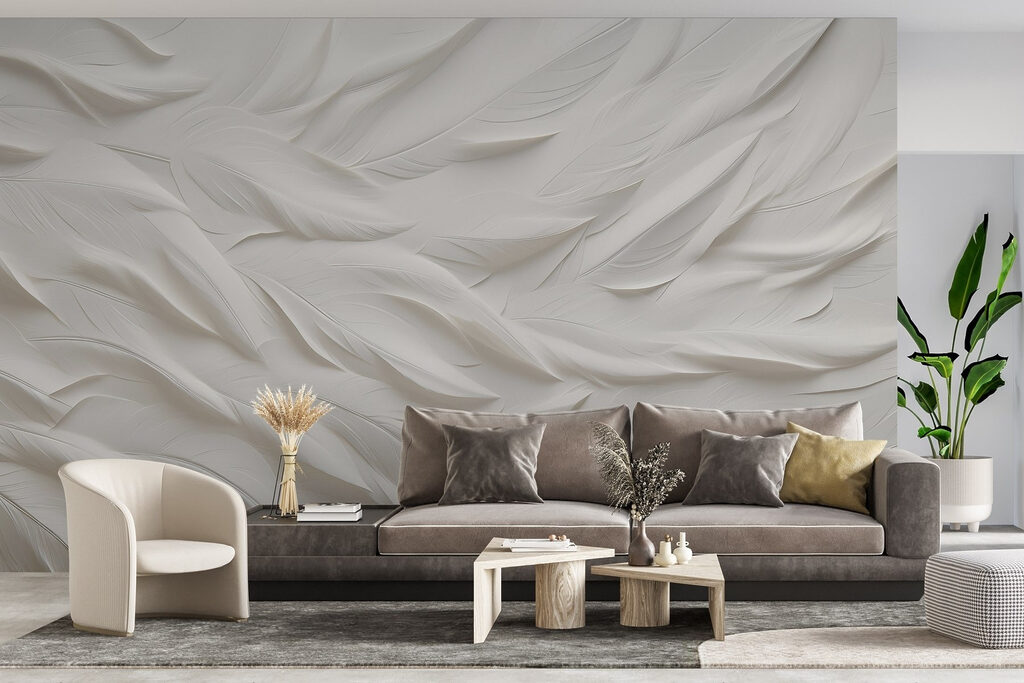 White feather pattern on a white surface